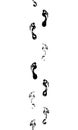 Black prints of human feets, seamless border on white