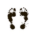 Black prints of a human foot . Vector illustration