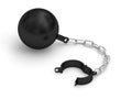 Black prison shackle with chain on white background Royalty Free Stock Photo
