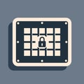 Black Prison window icon isolated on grey background. Long shadow style. Vector