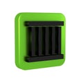 Black Prison window icon isolated on transparent background. Green square button.