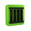 Black Prison window icon isolated on transparent background. Green square button.