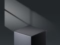 Black product podium display background stage on 3d luxury presentation showcase empty platform studio. Minimal stand dark scene