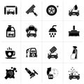 Black Professional car wash objects and icon Royalty Free Stock Photo