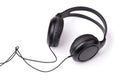 Black professional over-ear wired headphones Royalty Free Stock Photo