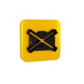 Black Prohibition sign no video recording icon isolated on transparent background. Yellow square button.