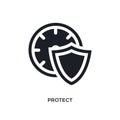 black protect isolated vector icon. simple element illustration from time management concept vector icons. protect editable logo