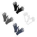 Black protective rubber gloves icon cartoon,black. Single tattoo icon from the big studio cartoon,black. Royalty Free Stock Photo