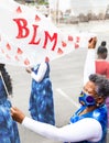 Black protestor at Black Lives Rally with Sign Royalty Free Stock Photo
