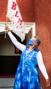 Black protestor at Black Lives Rally with Sign Royalty Free Stock Photo