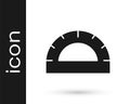 Black Protractor grid for measuring degrees icon isolated on white background. Tilt angle meter. Measuring tool