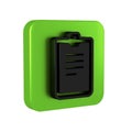 Black Psychological test icon isolated on transparent background. Green square button.