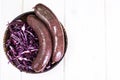 Black Pudding Kaszanka with Sauerkraut Royalty Free Stock Photo