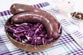 Black Pudding Kaszanka with Sauerkraut Royalty Free Stock Photo