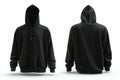 Black Pullover Hoodie Mockup Template. Front and Back View Royalty Free Stock Photo