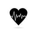 Black Pulse Life cardiogram heart icon or logo Royalty Free Stock Photo