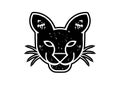 Black Puma Head Logo Icon Flat Design Vector Royalty Free Stock Photo