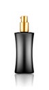 Black pump bottle realistic mockup with gold cap: lotion, disinfectant, cream, sanitizer