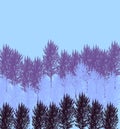 Black and purple branches on a blue background. Winter illustration with place for text. Royalty Free Stock Photo