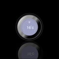 Thermostat in purple and black colour and realistic shadow and black background