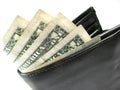 Black purse with paper money Royalty Free Stock Photo