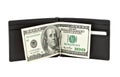 Black purse with paper money Royalty Free Stock Photo