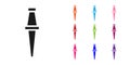 Black Push pin icon isolated on white background. Thumbtacks sign. Set icons colorful. Vector Illustration Royalty Free Stock Photo