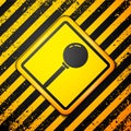 Black Push pin icon isolated on yellow background. Thumbtacks sign. Warning sign. Vector Illustration Royalty Free Stock Photo