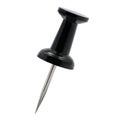 Black pushpin thumbtack drawing pin, isolated push fastening, position indicating concept, large detailed macro closeup Royalty Free Stock Photo