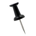 Black pushpin thumbtack drawing pin, isolated push fastening, position indicating concept, large detailed macro closeup Royalty Free Stock Photo