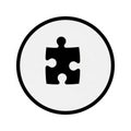 Black Puzzle Piece Icon within a White Circle and Black Border on White Background render Royalty Free Stock Photo