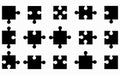 Set of black puzzle pieces isolated on a white background for various games Royalty Free Stock Photo
