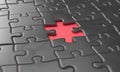 Black puzzle with red missing piece Royalty Free Stock Photo