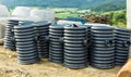 Black PVC pipes - construction material in construction zones