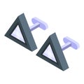 Black pyramid cufflinks icon isometric vector. Discount luxury