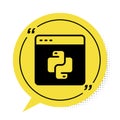 Black Python programming language icon isolated on white background. Python coding language sign on browser. Device Royalty Free Stock Photo
