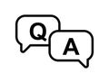 Black Q and A Icon . Simple Question and Answer Vector in Speech Bubbles Royalty Free Stock Photo