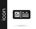 Black QR code ticket train icon isolated on white background. Vector Royalty Free Stock Photo