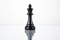 Black queen chess piece  on white background with reflection on the floor Royalty Free Stock Photo