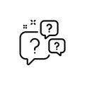 black Question bubbles line art icon. Ask help sign. Faq questionnaire symbol.