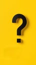 Black question mark on bright yellow background. Simple design. Modern business concept. Image suitable for faq, help, idea, Royalty Free Stock Photo