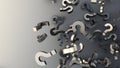 Black question marks background with empty space on left side Royalty Free Stock Photo