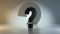 Question marks under spot light concept in empty room 3D rendering Royalty Free Stock Photo
