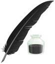 Black Quill and Glass Inkwell