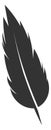 Black quill silhouette. Creative symbol. Bird feather