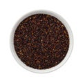 Black Quinoa in a white ceramic bowl