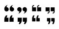 Black quotation marks symbol set in various styles and shapes for citing and referencing text vector illustration Royalty Free Stock Photo