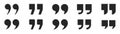 Black quotation marks symbol set in various styles and shapes for citing and referencing text vector illustration Royalty Free Stock Photo