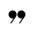 Black quote marks isolated on white. Flat reading icon.