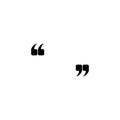 Black quote marks isolated on white. Flat reading icon. Vector illustration.